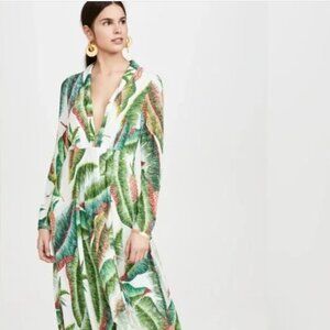 FARM Rio Green Leaf Print Maxi Dress